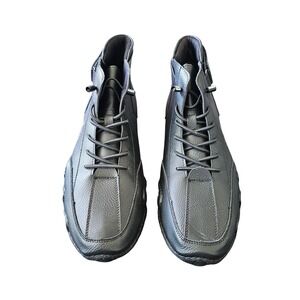 Salkin Mens Driving Shoes Size 47 Black Pebbled Leather Mid Top Racing Boots